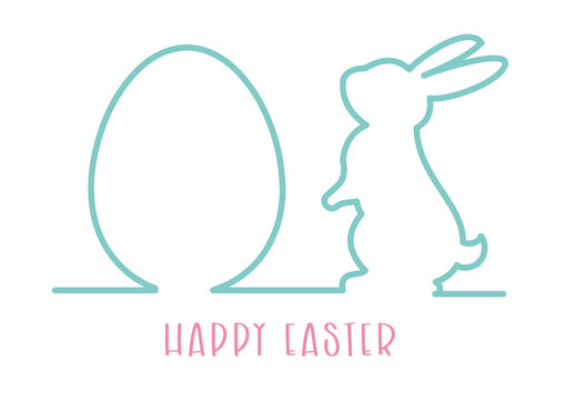 Happy easter greeting card with easter bunny - vector illustration