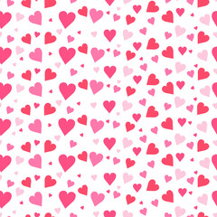 Seamless pattern of hearts on a white background