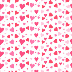 Seamless pattern of hearts on a white background