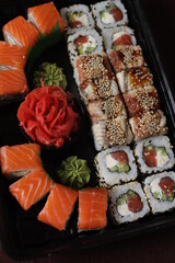 Sushi rolls Japanese food sushi background menu tempura food sushi sets