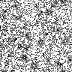 antistress seamless coloring for adults with angular geometric flowers