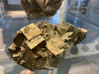 Pyrite or Pyrit (minerals and crystals in the exhibition Mount Säntis - worlds of experiences on...