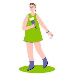 Sad girl with alopecia began to go bald. Bald spots on the head. Hair loss. Chemotherapy, cancer.