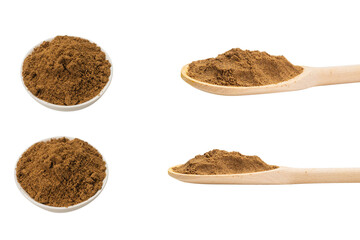 Mix spices in a bowl isolated on white.