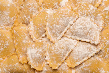 Raw ravioli as background. Healthy italian food.