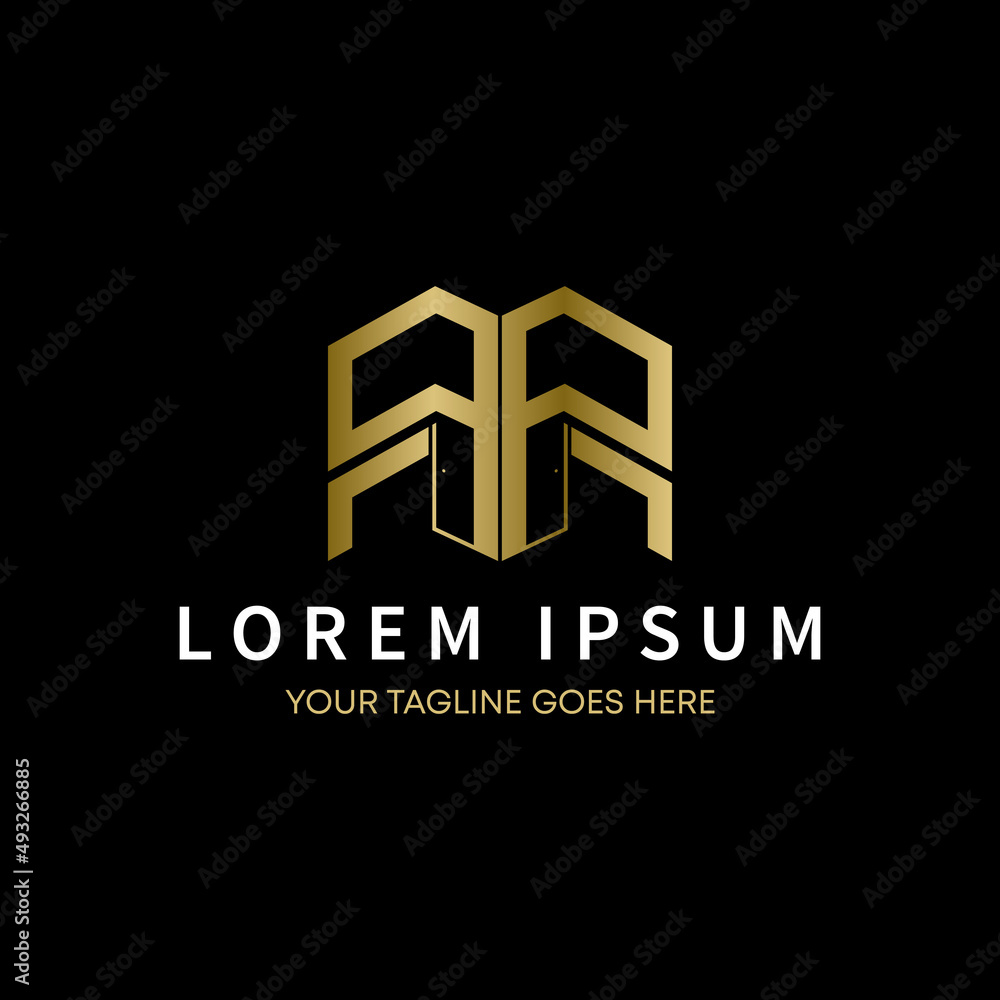 Poster unique and simple letter or word rr or double r font with 2 windows image graphic icon logo design a
