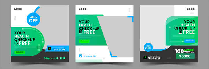 Medical Healthcare consultation promotion social media post layout editable template 