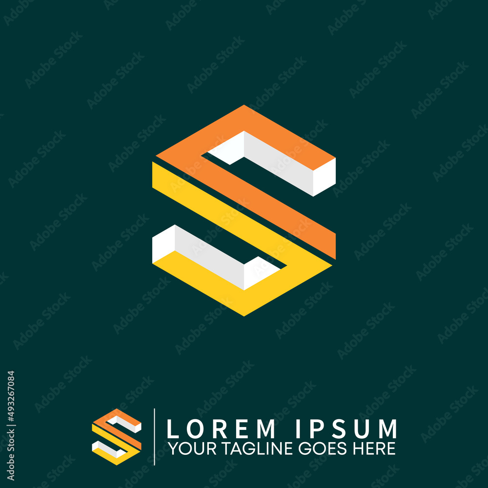Poster letter or word s font in cutting 3d hexagon image graphic icon logo design abstract concept vector s