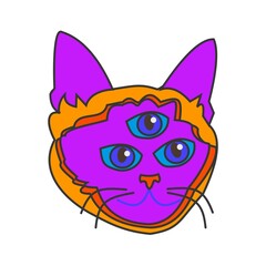Three eyes cat Psychedelic element Flat vector illustration on white background