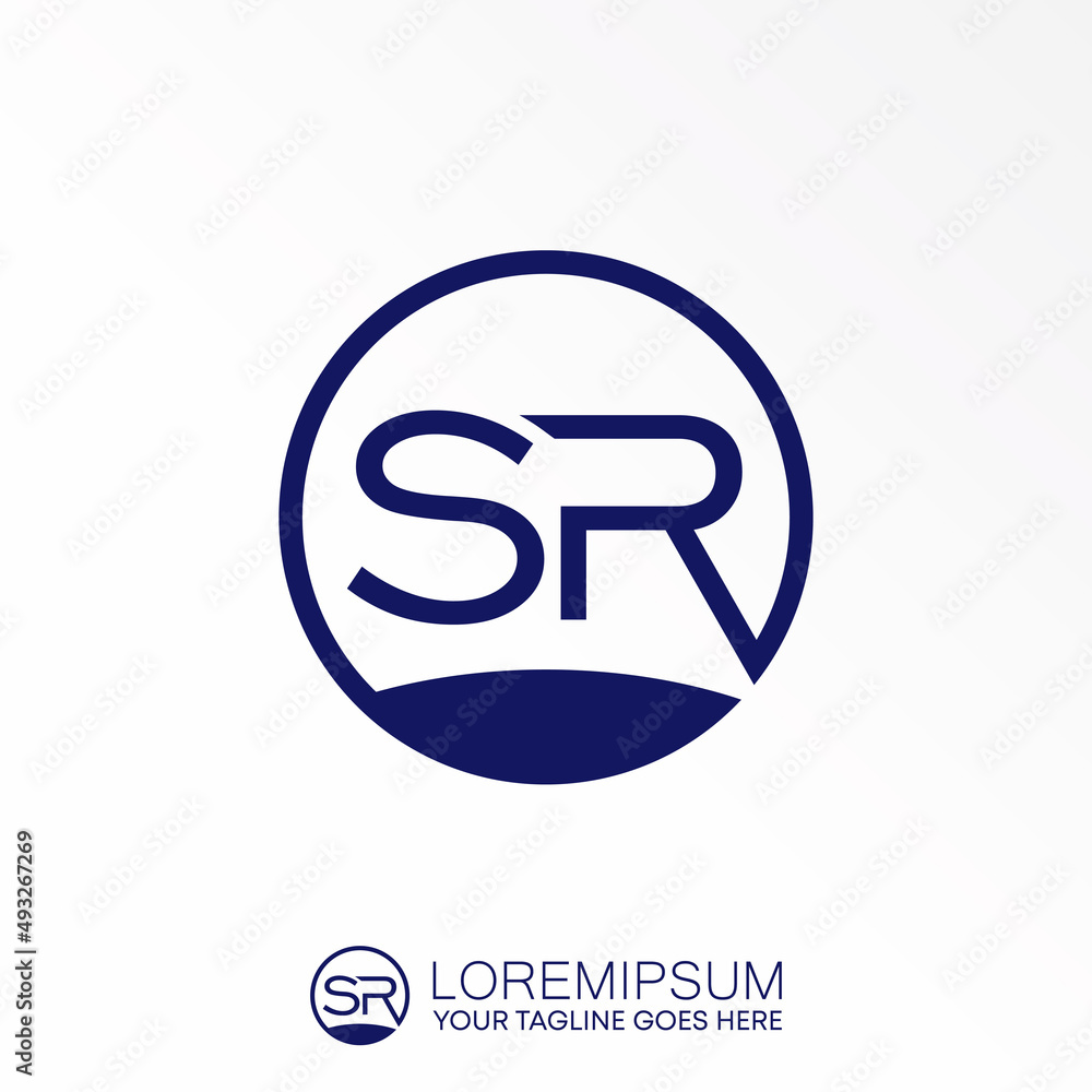 Aufkleber letter or word sr sans serif font in circle line image graphic icon logo design abstract concept vec