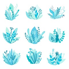 Fototapeta na wymiar Plants and herbs. Set of illustrations on white background