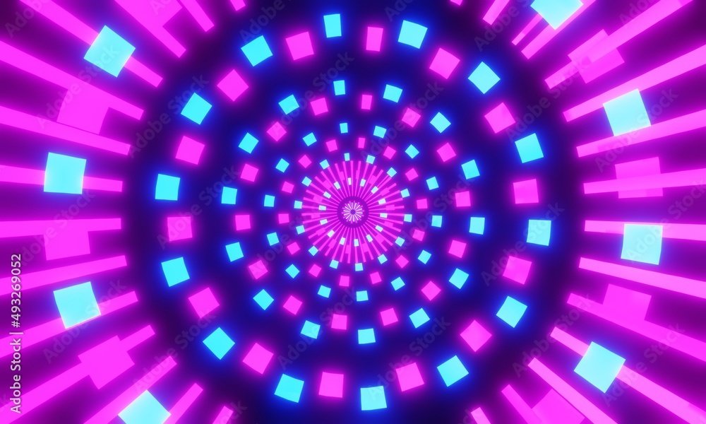 Poster the tunnel of light is characterized by hyperspace, multicolored, towards the center. dashing into t