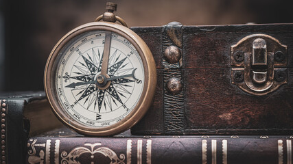 Nautical Compass On World Map