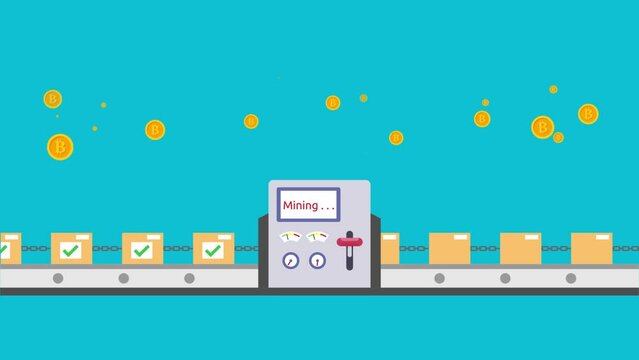 Footage simulating the mining process or proof of work in the block chain system.