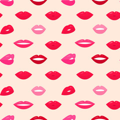 Seamless pattern of lips on a light background
