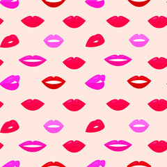 Seamless pattern of lips on a light background