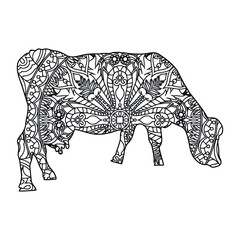 Obraz premium Mandala cow coloring page for kids