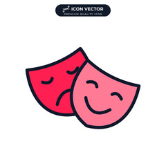 Theater masks icon symbol template for graphic and web design collection logo vector illustration