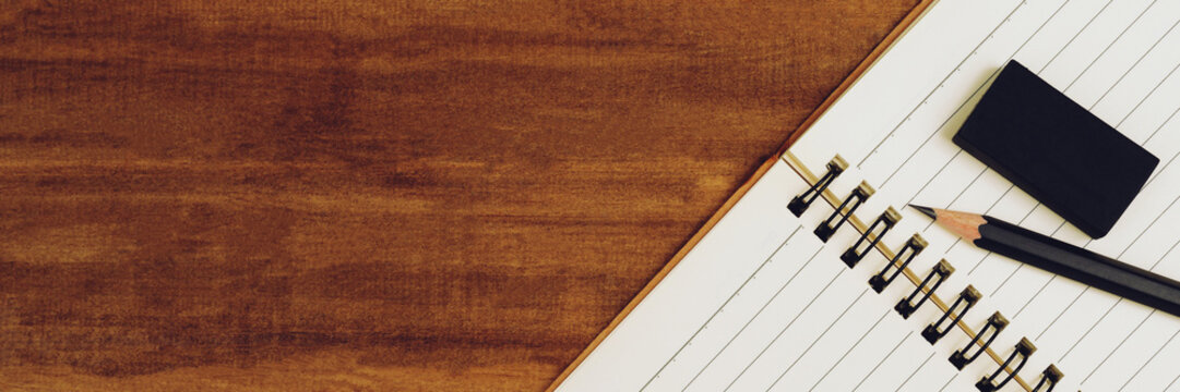 Education notebook for students in the classroom.