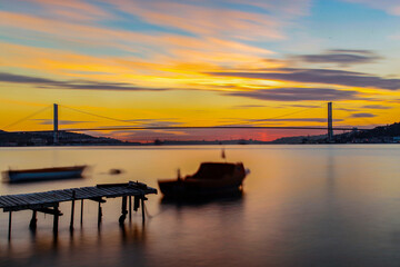 Sunset Time in the Istanbul Bosphorus, Cengelkoy Uskudar, Istanbul Turkey