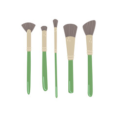 Vector illustration of a set with makeup brushes.