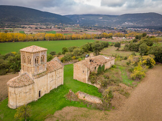 Fototapeta na wymiar hermitage of San Pedro de Tejada, Romanesque hermitage, Puente-Arenas, the Merindad de Valdivielso, Burgos, Spain