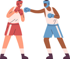 International Boxers Fighting Colored Illustration