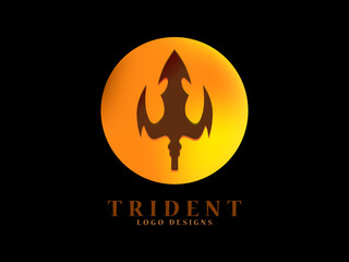 trident and full moon logo concepts. brand and identity vector with mythology concept