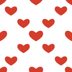 Seamless pattern in the form of a red heart on white background. Romance graphic texture. Holiday celebration concept. Decorative print. Geometric bright wallpaper