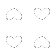 Line art seamless pattern in the form of a heart on white background. Romance graphic texture. Holiday celebration concept. Decorative print. Geometric bright wallpaper. Black contour line