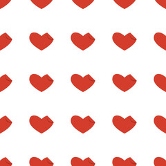 Line art seamless pattern in the form of a red heart with a curved corner on white background. Romance graphic texture. Holiday celebration concept. Decorative print. Geometric bright wallpaper