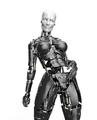 amazing robot is doing a pin up pose