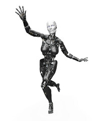 amazing robot is running desperately