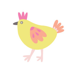 Easter funny decorative little chicken. Hand drawn flat vector illustration. Great for greeting cards.