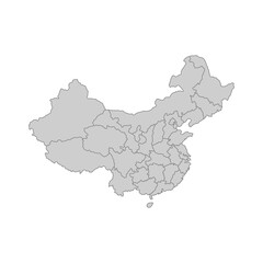 Outline political map of the China. High detailed vector illustration.