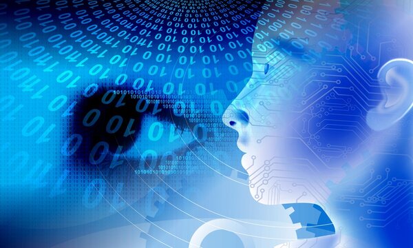 Binary Code Background, artificial intelligence Digital eye Abstract technology background. Java, coding.