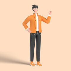 Fototapeta na wymiar 3d male character showing nice gesture pose
