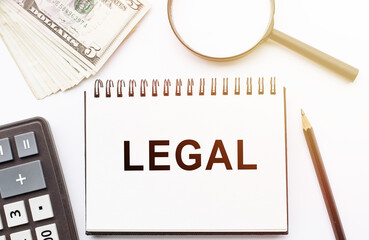 Legal text on white paper on the office table