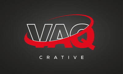 VAQ creative letters logo with 360 symbol vector art template design