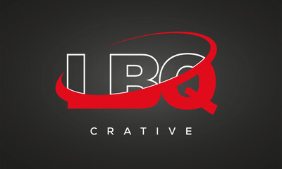 LBQ creative letters logo with 360 symbol vector art template design