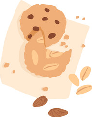 Chocolate Chip Cookie and Biscuit with Nuts Illustration