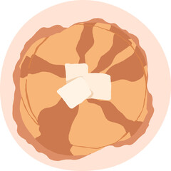 Sweet Pancakes with Butter and Maple Syrup Illustration