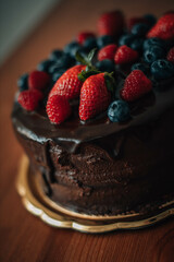 Cake with chocolate and strawberry