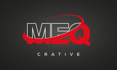 MEQ creative letters logo with 360 symbol vector art template design