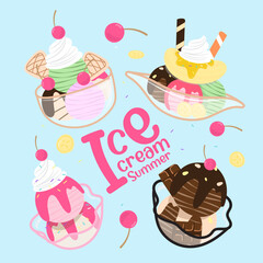 Set of ice cream collection