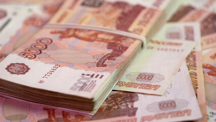Obraz na płótnie Canvas Russian banknotes 5000 rubles