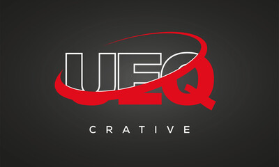 UEQ creative letters logo with 360 symbol vector art template design