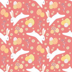 Easter seamless pattern. Bunny wallpaper. Flat design.