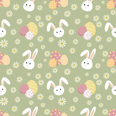 Easter seamless pattern. Bunny wallpaper. Flat design.