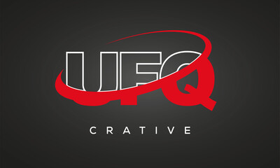 UFQ creative letters logo with 360 symbol vector art template design